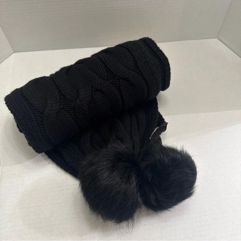 NWT UGG Women's Cable Knit Oversized Scarf Black Chunky Braided Wrap Nordstrom